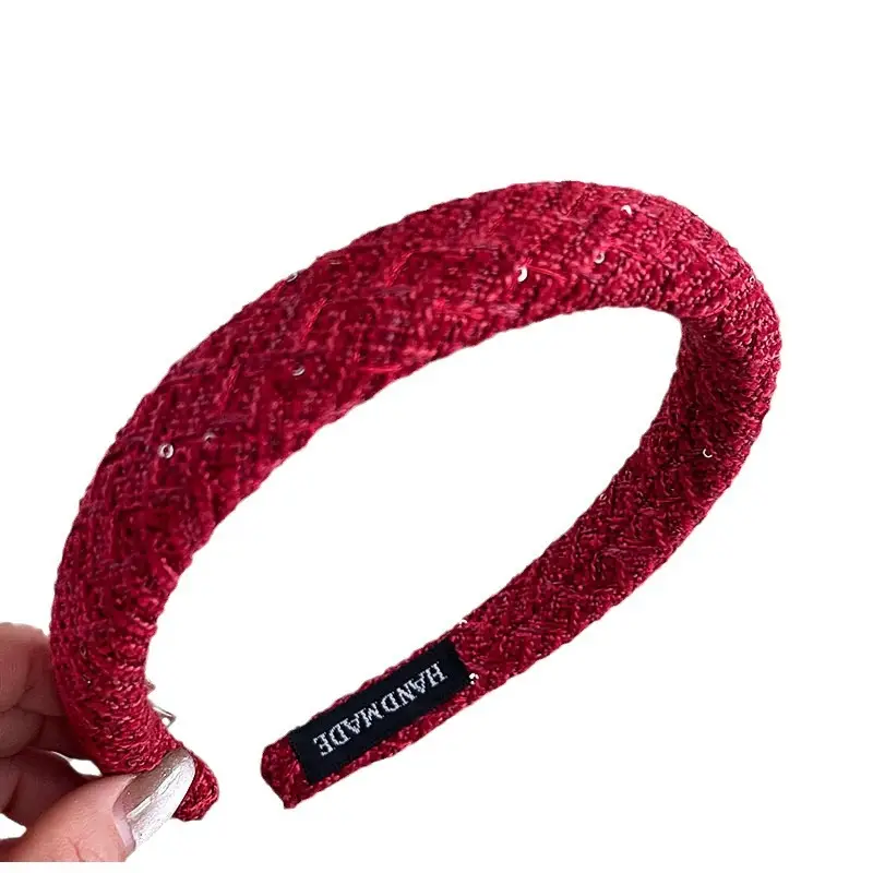 New Year Red Plaid Skull Top Headband for Women
