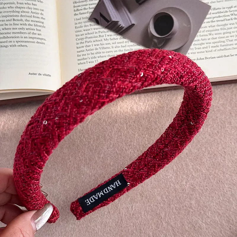 New Year Red Plaid Skull Top Headband for Women — feature 14