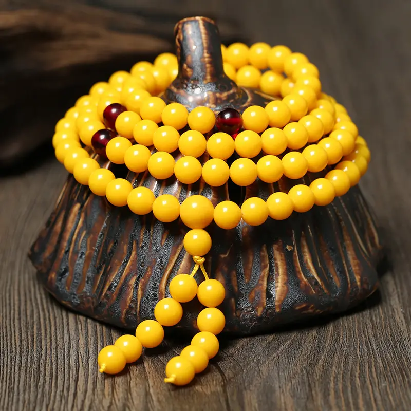 Fuyun Yellow Amber Beads 108 Bracelet for Men Women - Image 2