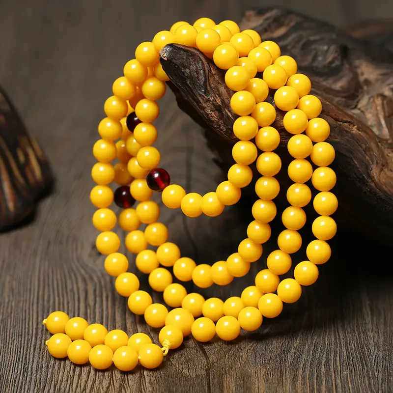 Fuyun Yellow Amber Beads 108 Bracelet for Men Women - Image 3