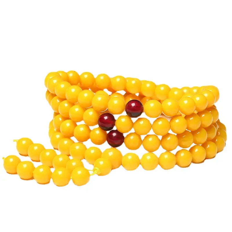 Fuyun Yellow Amber Beads 108 Bracelet for Men Women - Image 5