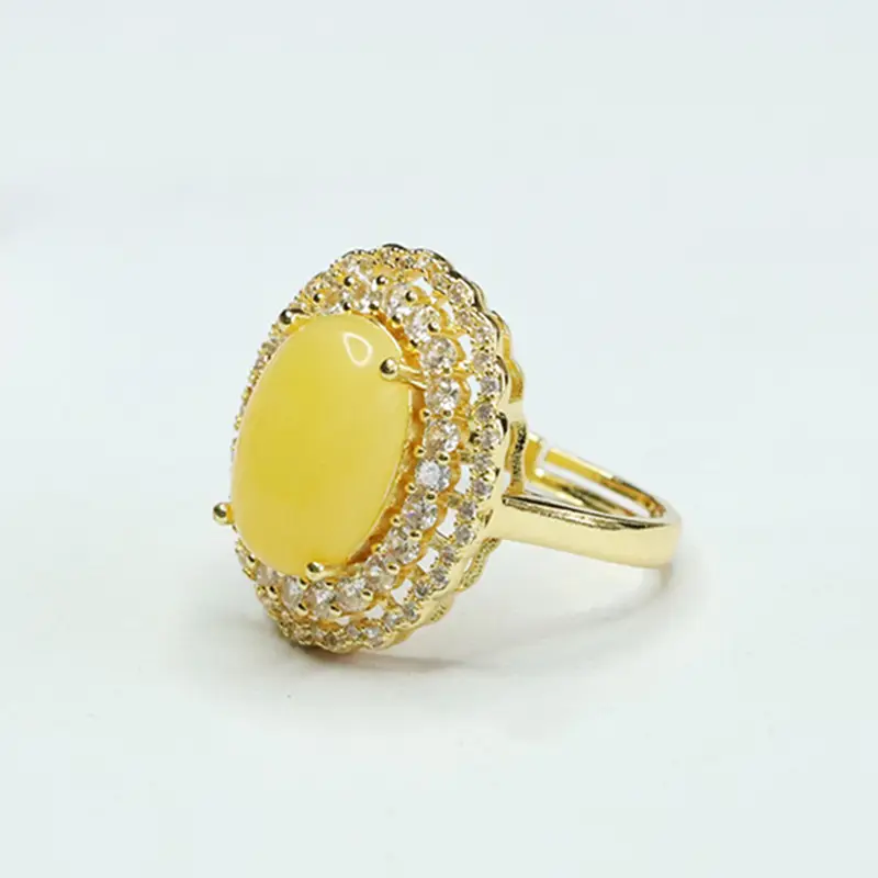 Guan Yu Natural Amber Ring Honey Wax Finger Ring Women's Jewelry - Image 4