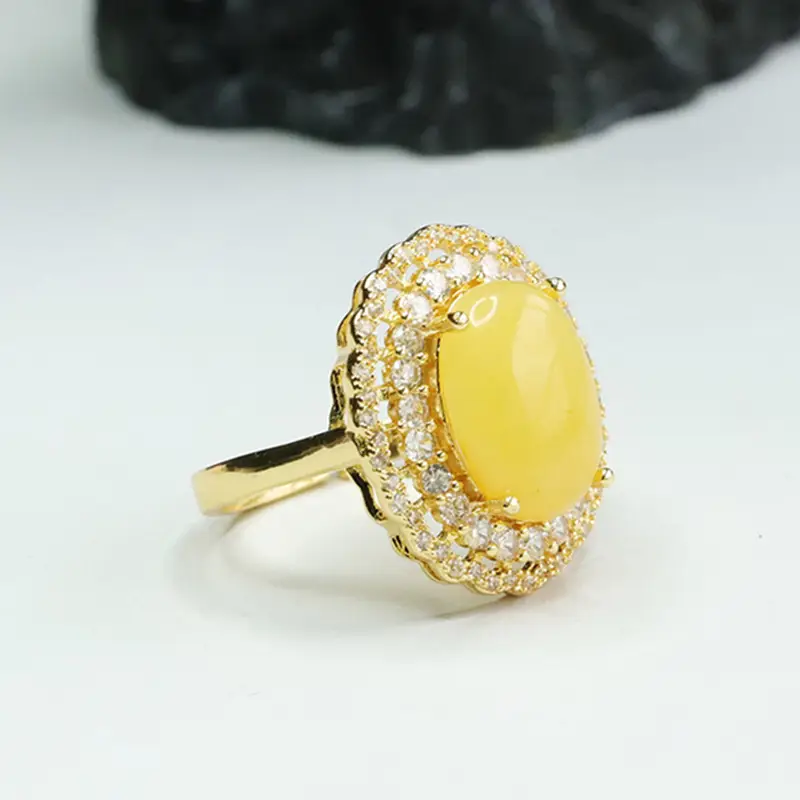 Guan Yu Natural Amber Ring Honey Wax Finger Ring Women's Jewelry - Image 5