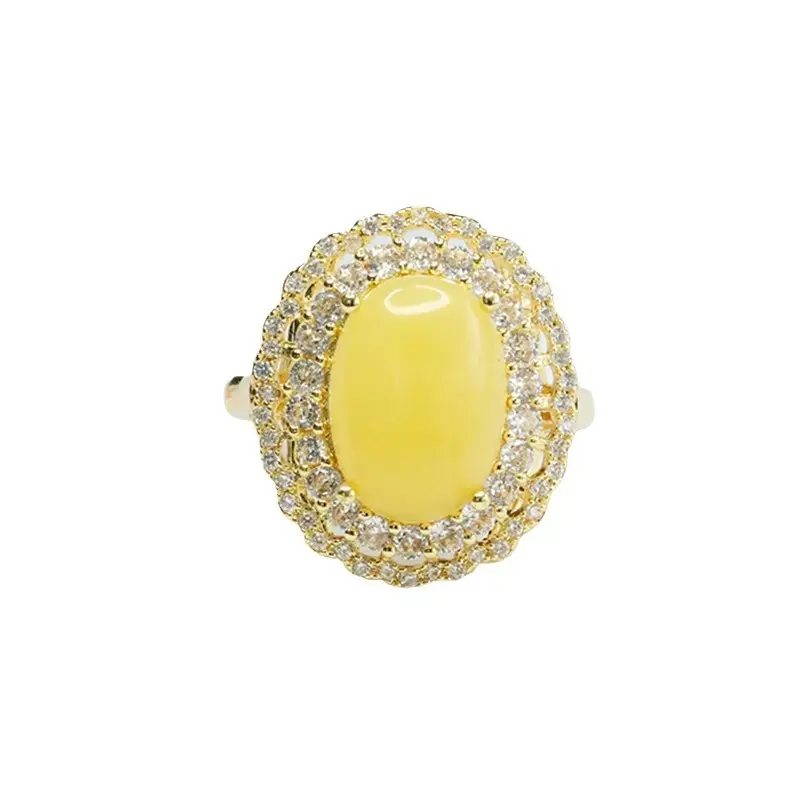 Guan Yu Natural Amber Ring Honey Wax Finger Ring Women's Jewelry - Image 6