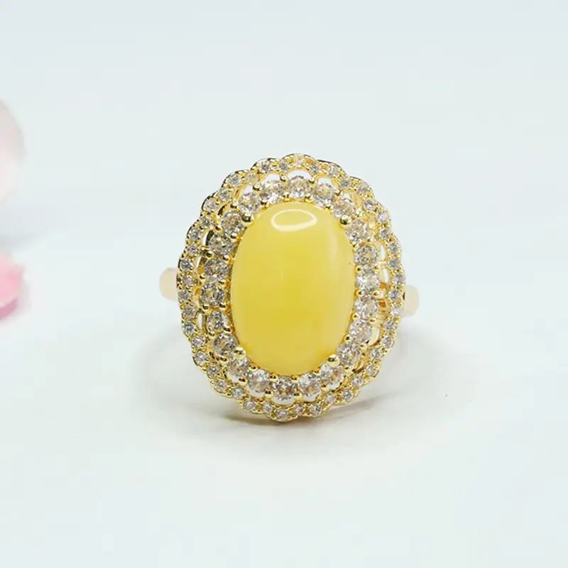 Guan Yu Natural Amber Ring Honey Wax Finger Ring Women's Jewelry — feature 4