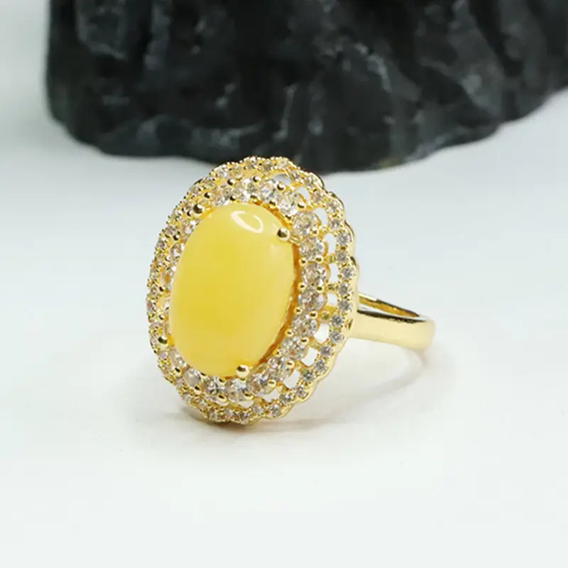 Guan Yu Natural Amber Ring Honey Wax Finger Ring Women's Jewelry — feature 9