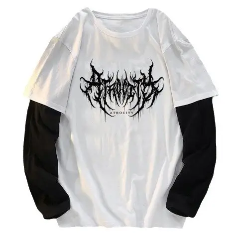 2024 White Black Letter Print Long Sleeve T-Shirt - Image 9