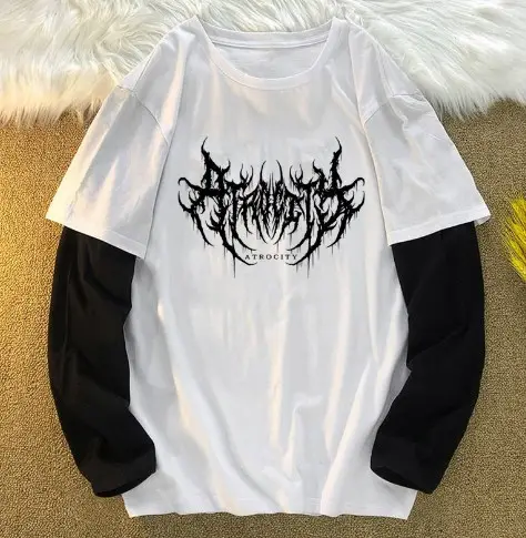 2024 White Black Letter Print Long Sleeve T-Shirt — feature 7