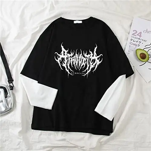 2024 White Black Letter Print Long Sleeve T-Shirt - Image 2