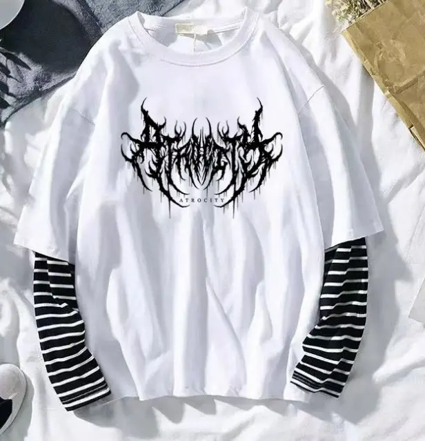 2024 White Black Letter Print Long Sleeve T-Shirt - Image 3