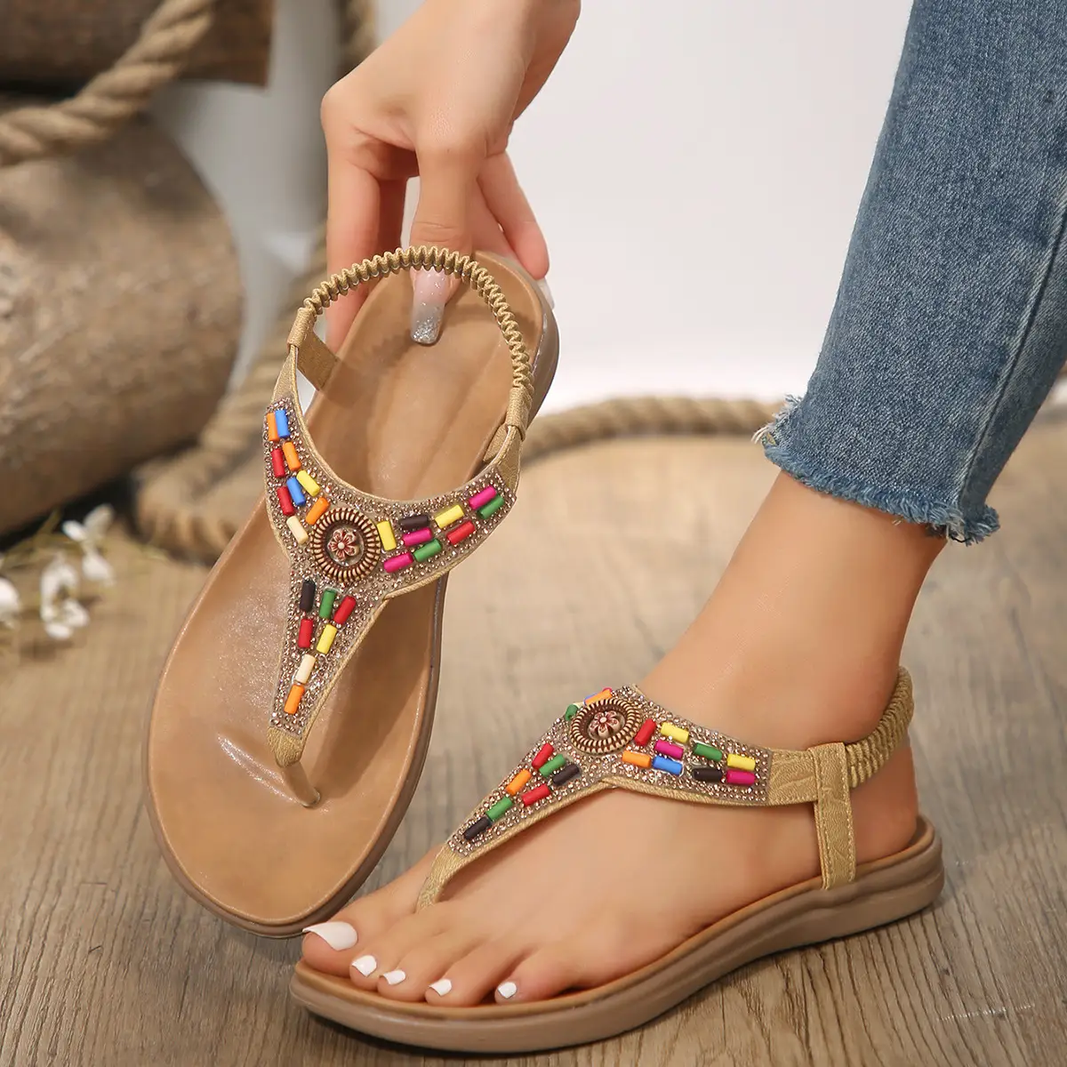 Beaded Ethnic Sandals for Women Summer 2024 — feature 3