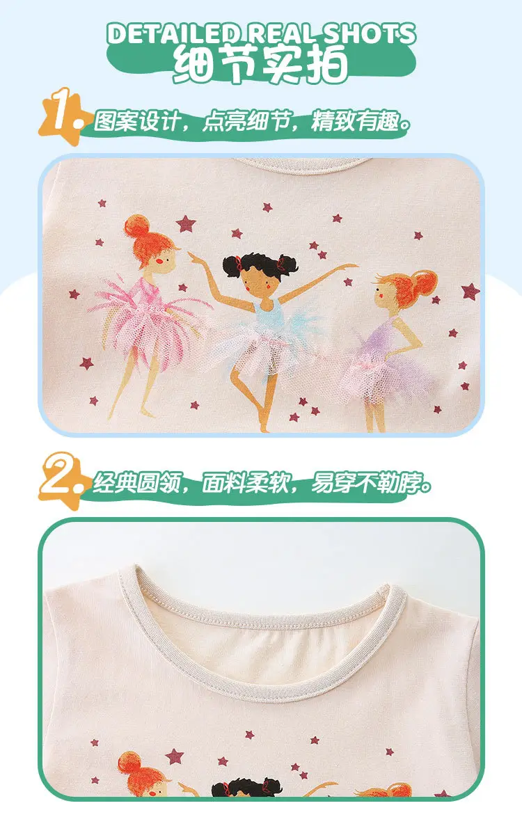 Girls Cartoon Printed Mesh Dress White Pink Princess — feature 4