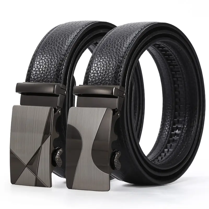 Men's Black Leather Belt with 3D Laser Automatic Buckle - Image 10