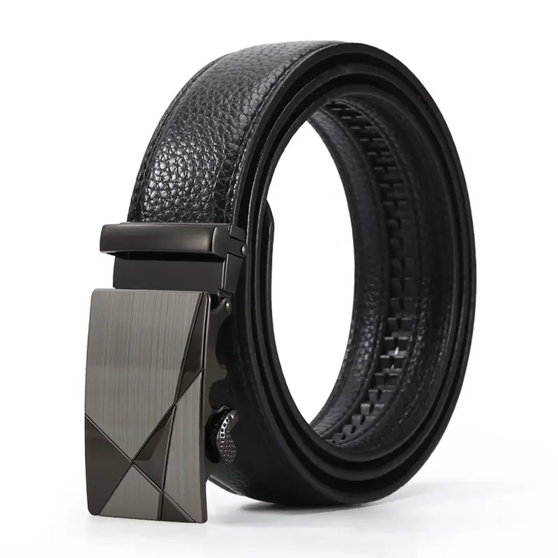 Men's Black Leather Belt with 3D Laser Automatic Buckle - Image 14