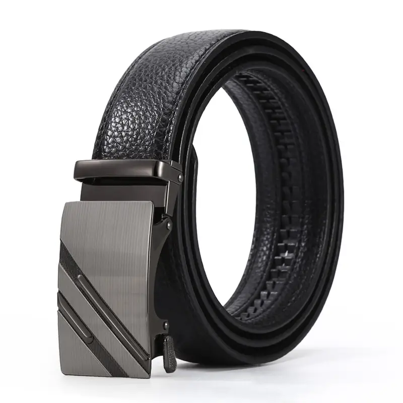 Men's Black Leather Belt with 3D Laser Automatic Buckle - Image 2