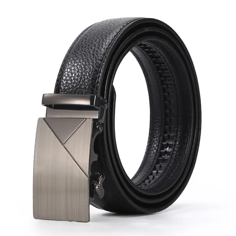 Men's Black Leather Belt with 3D Laser Automatic Buckle - Image 3