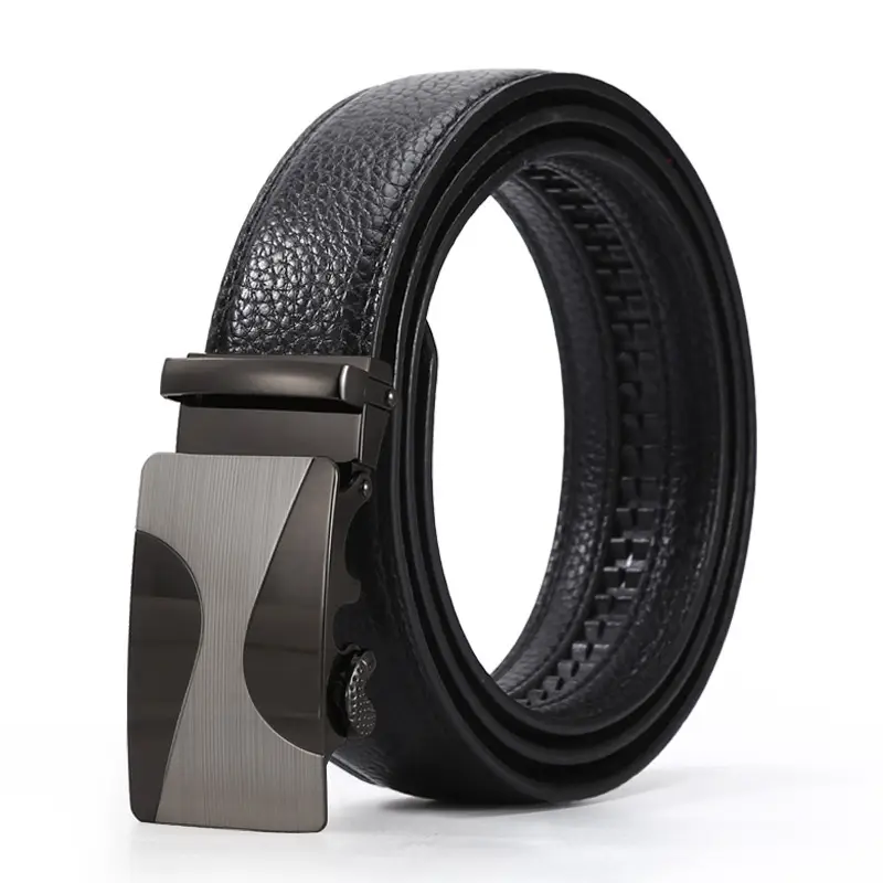 Men's Black Leather Belt with 3D Laser Automatic Buckle - Image 4