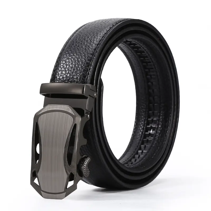 Men's Black Leather Belt with 3D Laser Automatic Buckle - Image 6