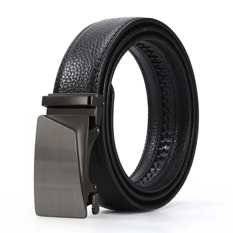Men's Black Leather Belt with 3D Laser Automatic Buckle - Image 7