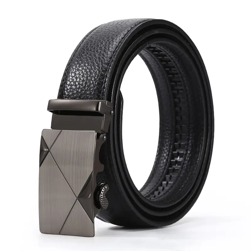 Men's Black Leather Belt with 3D Laser Automatic Buckle - Image 8