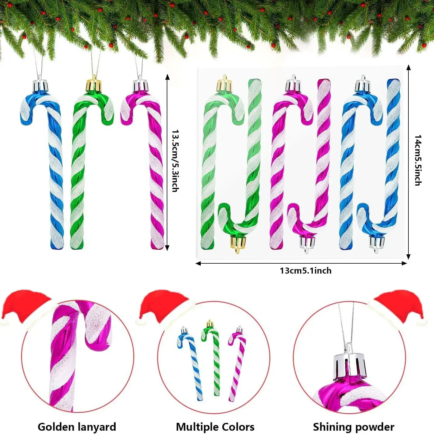 Christmas Candy Cane Decorations 13.5cm Length - Image 12