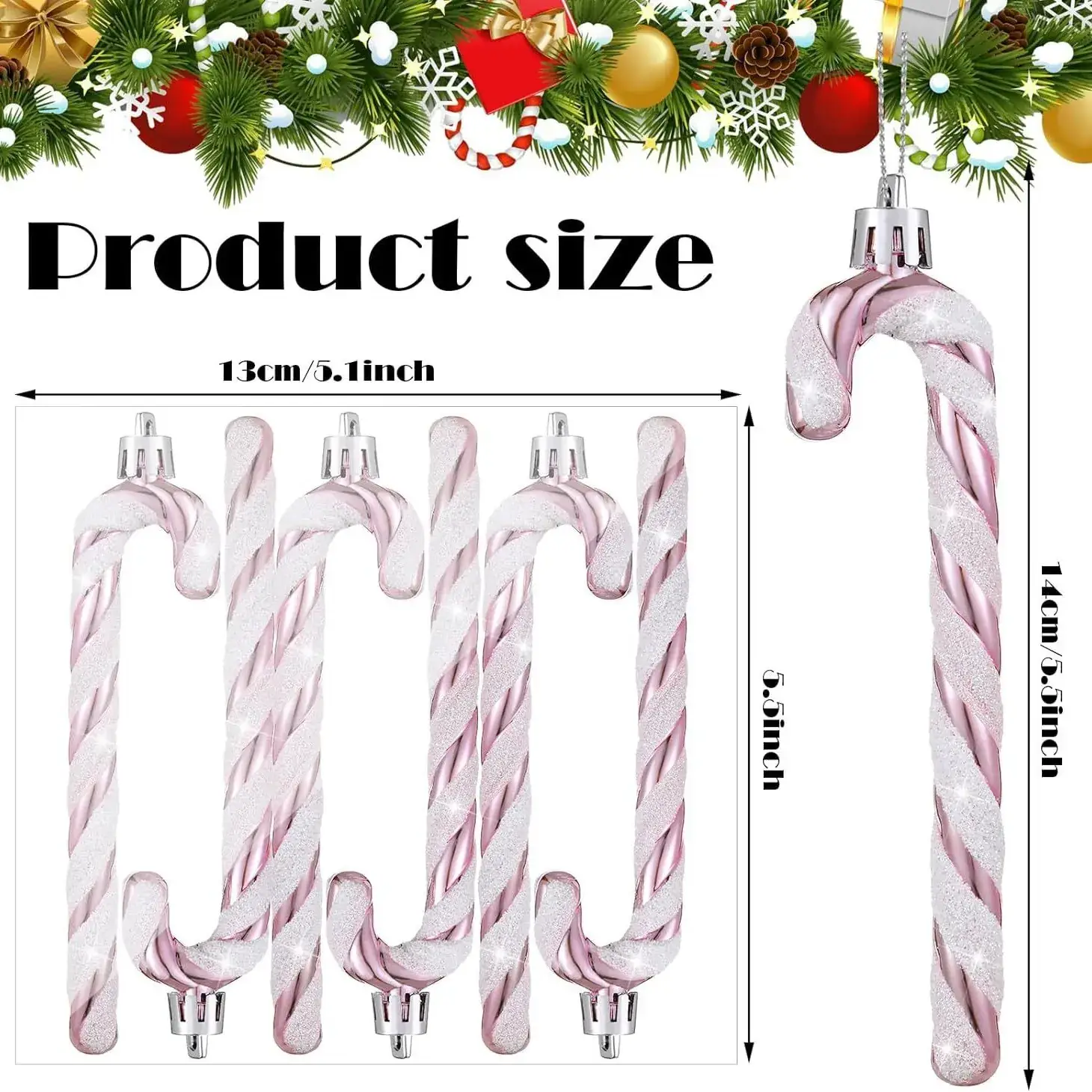 Christmas Candy Cane Decorations 13.5cm Length - Image 7