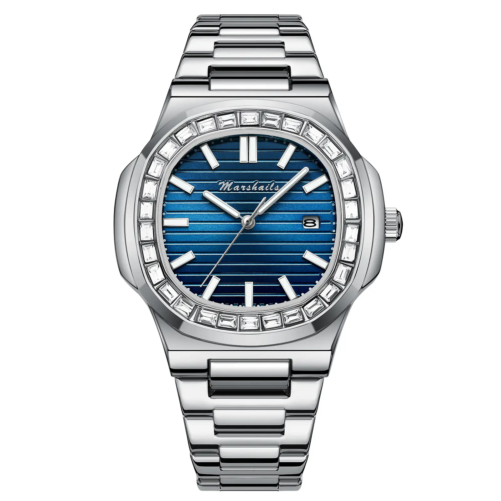 Men's Blue Analog Square Watch with Leather Strap - Image 11