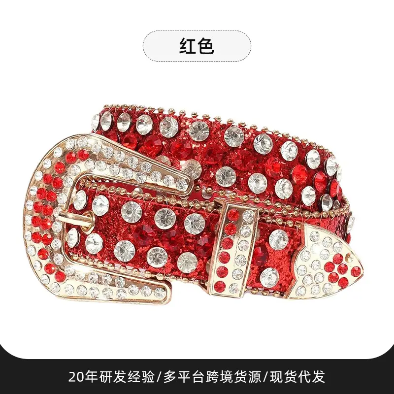 Cross-border Rhinestone Belt for Girls Boys Silver Black Diamond Laced - Image 3
