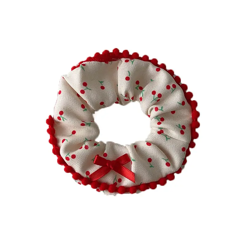 New Autumn Plush Lace Scrunchie Bear Bow Hair Tie for Women - Image 9