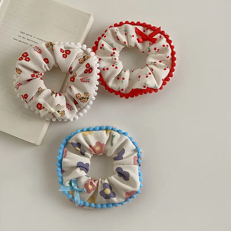 New Autumn Plush Lace Scrunchie Bear Bow Hair Tie for Women — feature 5
