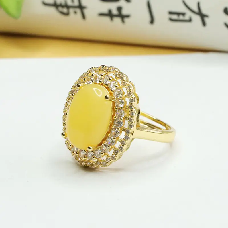 Aiyu Natural Amber Ring for Women's Jewelry - Image 3