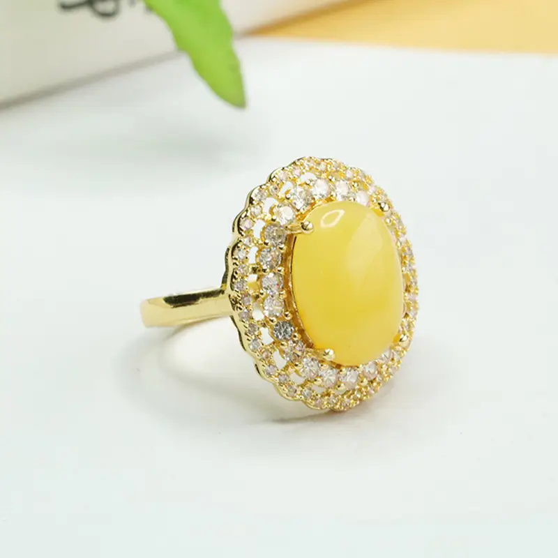 Aiyu Natural Amber Ring for Women's Jewelry - Image 4