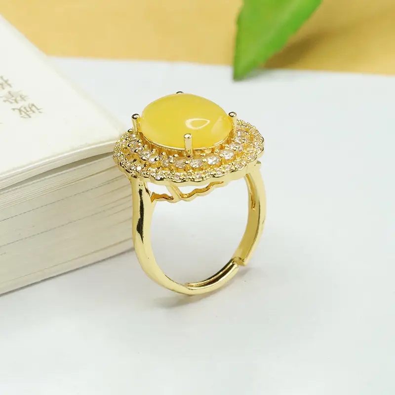 Aiyu Natural Amber Ring for Women's Jewelry - Image 5