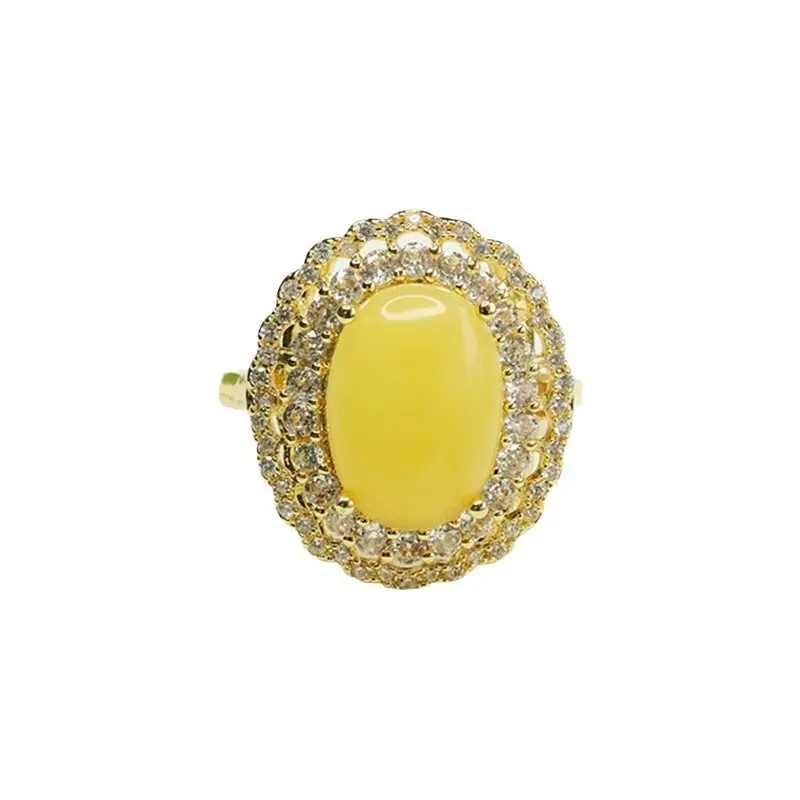 Aiyu Natural Amber Ring for Women's Jewelry - Image 6