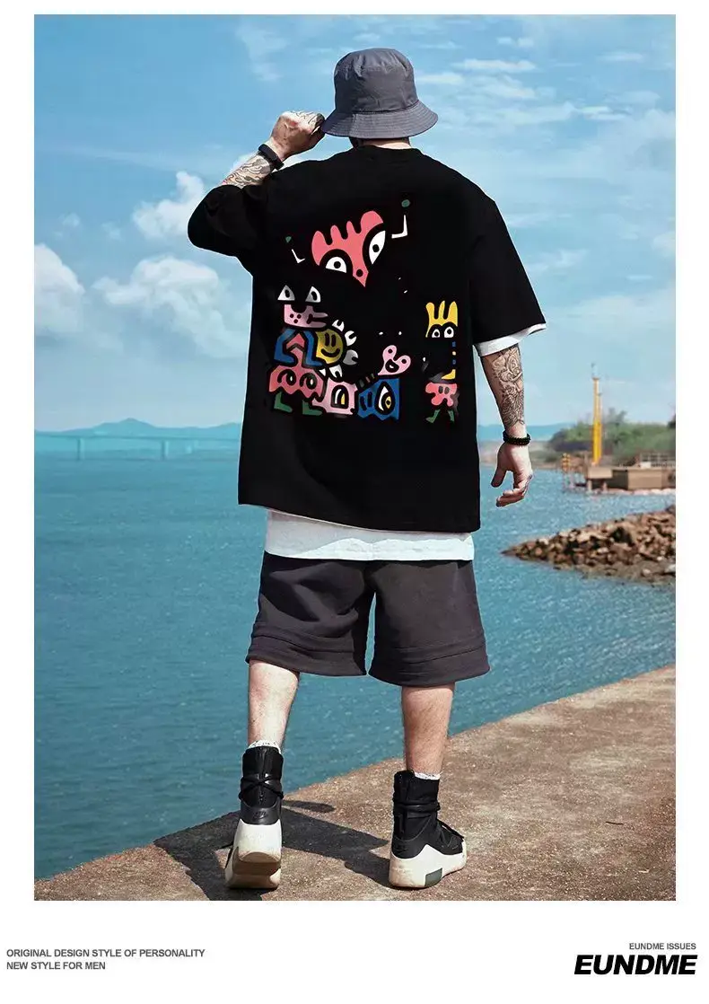 Oversize Cartoon T-Shirt Men White Half Sleeve — feature 21