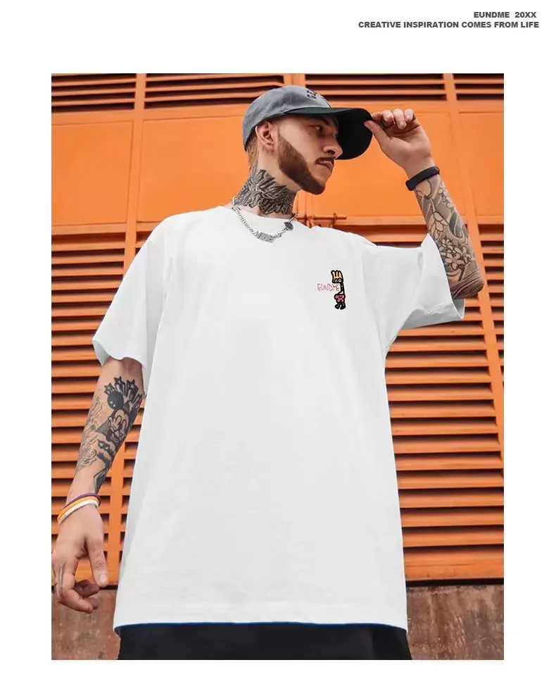 Oversize Cartoon T-Shirt Men White Half Sleeve — feature 25