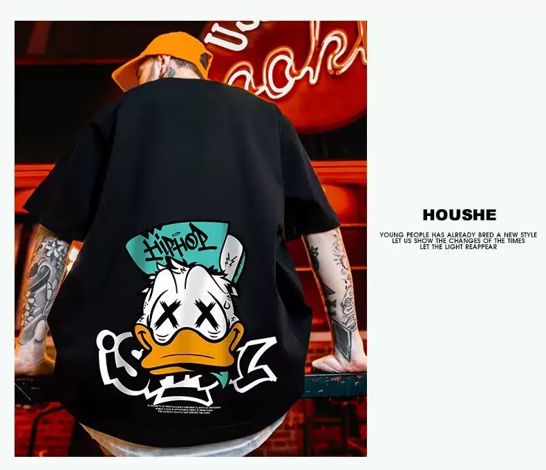 Oversize Cartoon T-Shirt Men White Half Sleeve — feature 26