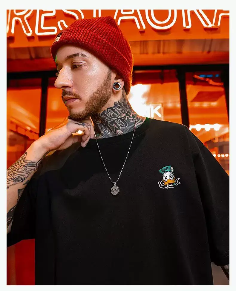 Oversize Cartoon T-Shirt Men White Half Sleeve — feature 27