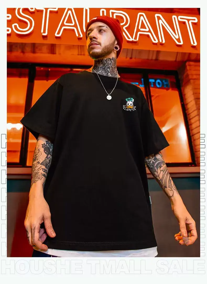Oversize Cartoon T-Shirt Men White Half Sleeve — feature 28