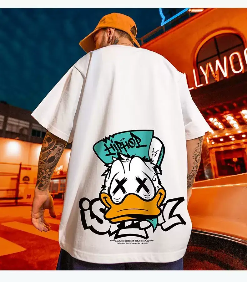 Oversize Cartoon T-Shirt Men White Half Sleeve — feature 29