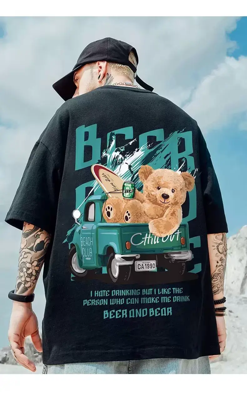 Oversize Cartoon T-Shirt Men White Half Sleeve — feature 3