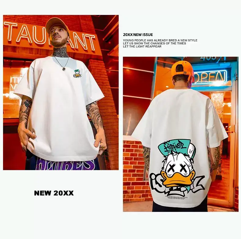 Oversize Cartoon T-Shirt Men White Half Sleeve — feature 30