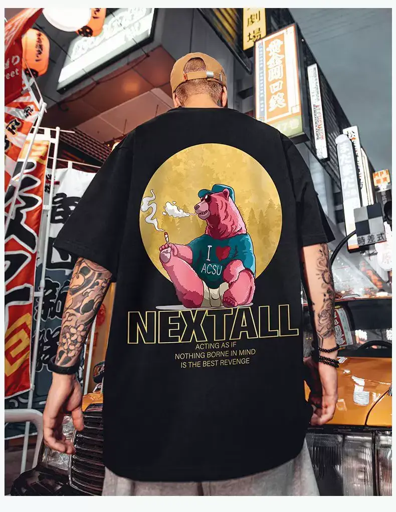 Oversize Cartoon T-Shirt Men White Half Sleeve — feature 32