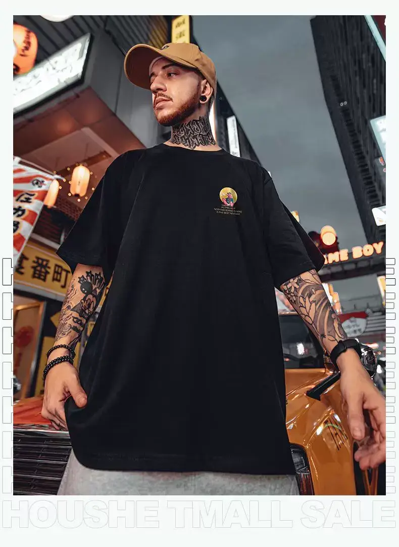 Oversize Cartoon T-Shirt Men White Half Sleeve — feature 34
