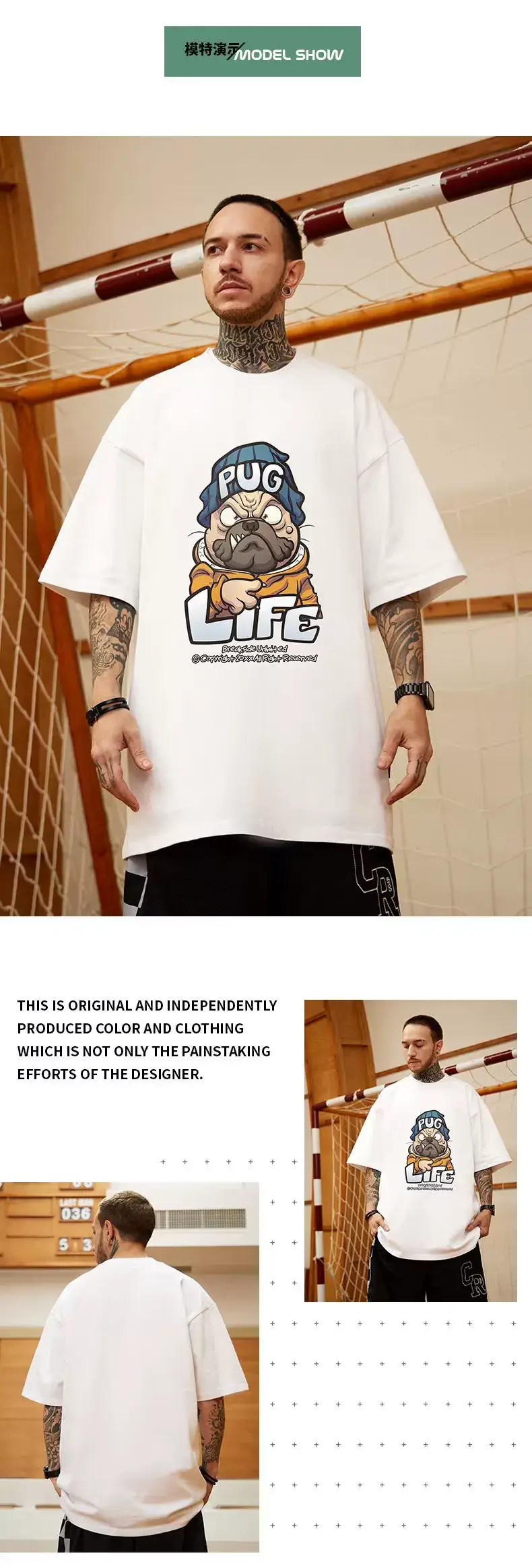 Oversize Cartoon T-Shirt Men White Half Sleeve — feature 37