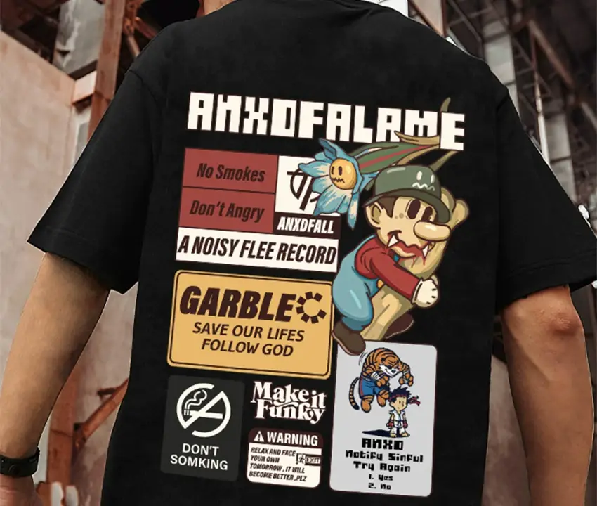 Oversize Cartoon T-Shirt Men White Half Sleeve — feature 45