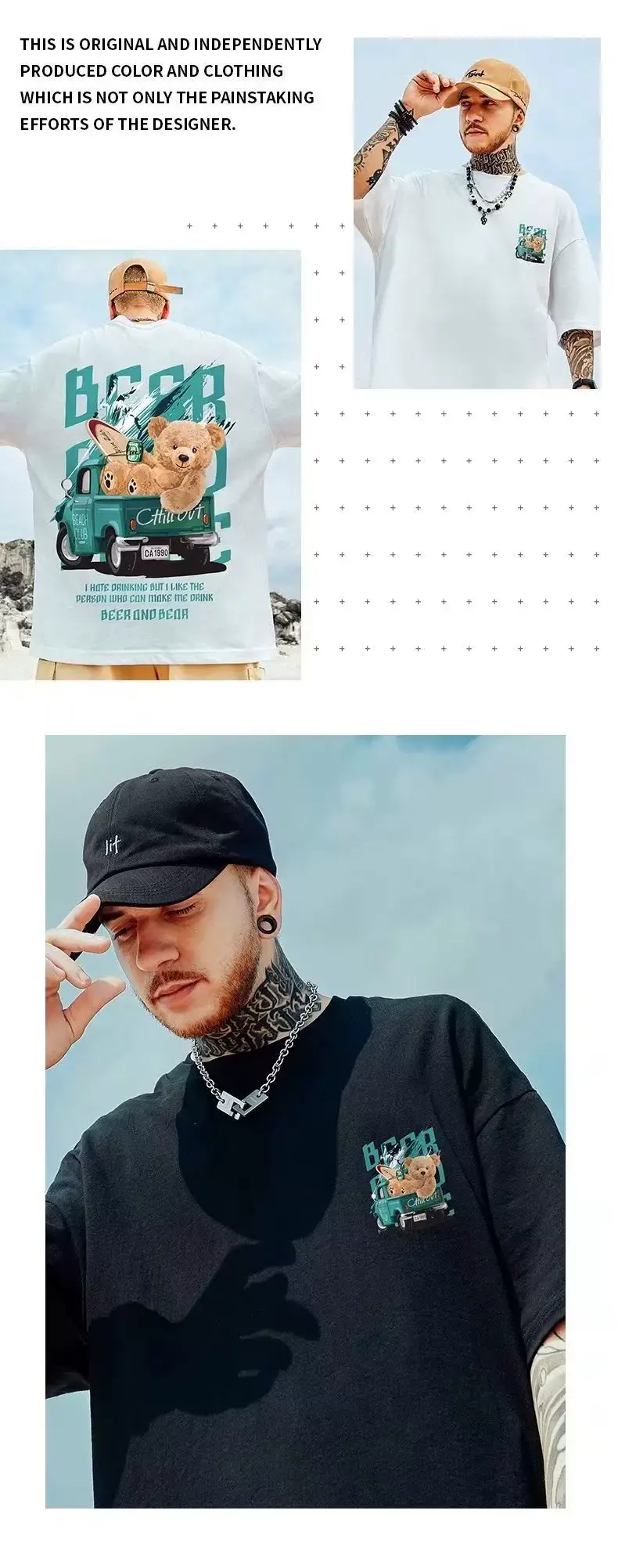 Oversize Cartoon T-Shirt Men White Half Sleeve — feature 5