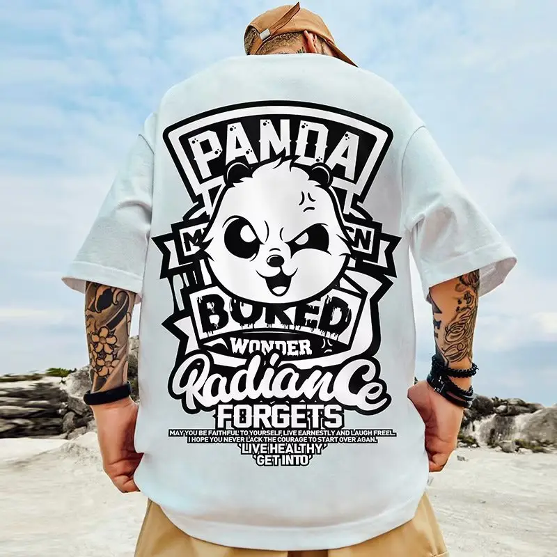 Oversize Cartoon T-Shirt Men White Half Sleeve - Image 39