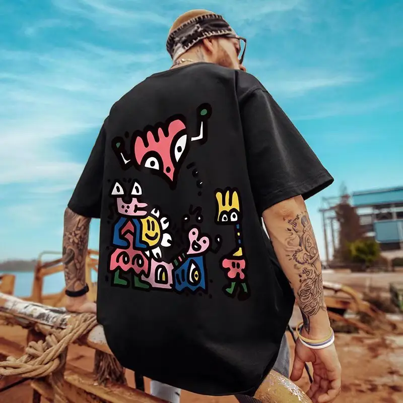 Oversize Cartoon T-Shirt Men White Half Sleeve - Image 42