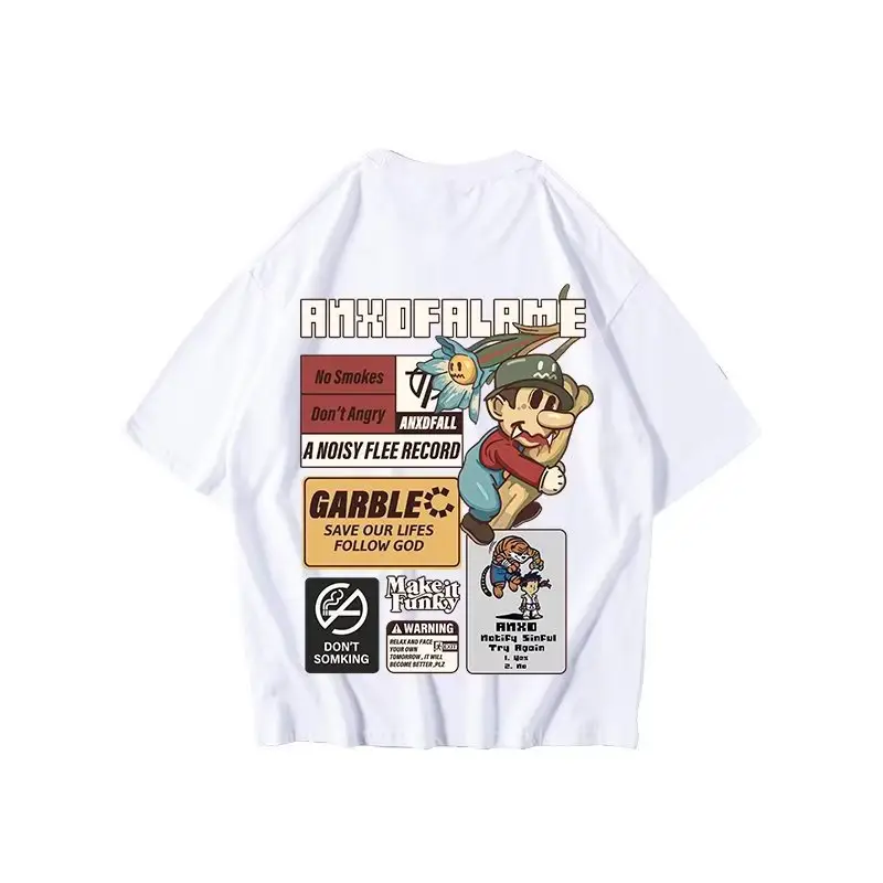 Oversize Cartoon T-Shirt Men White Half Sleeve - Image 15